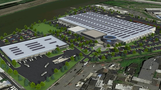 750,000 sf Leed Platinum manufacturing facility located along the Passaic River